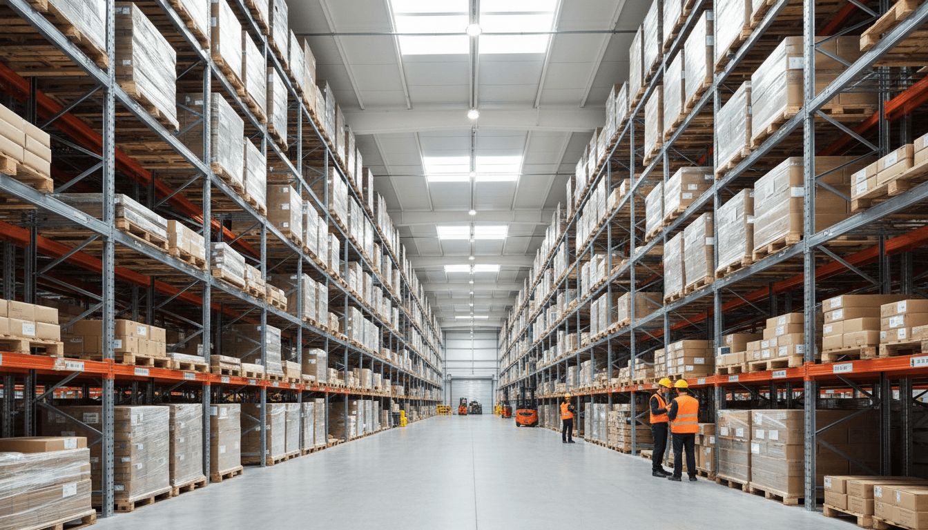 Modernes Hochregallager mit Palettenlagerfläche in Garbsen